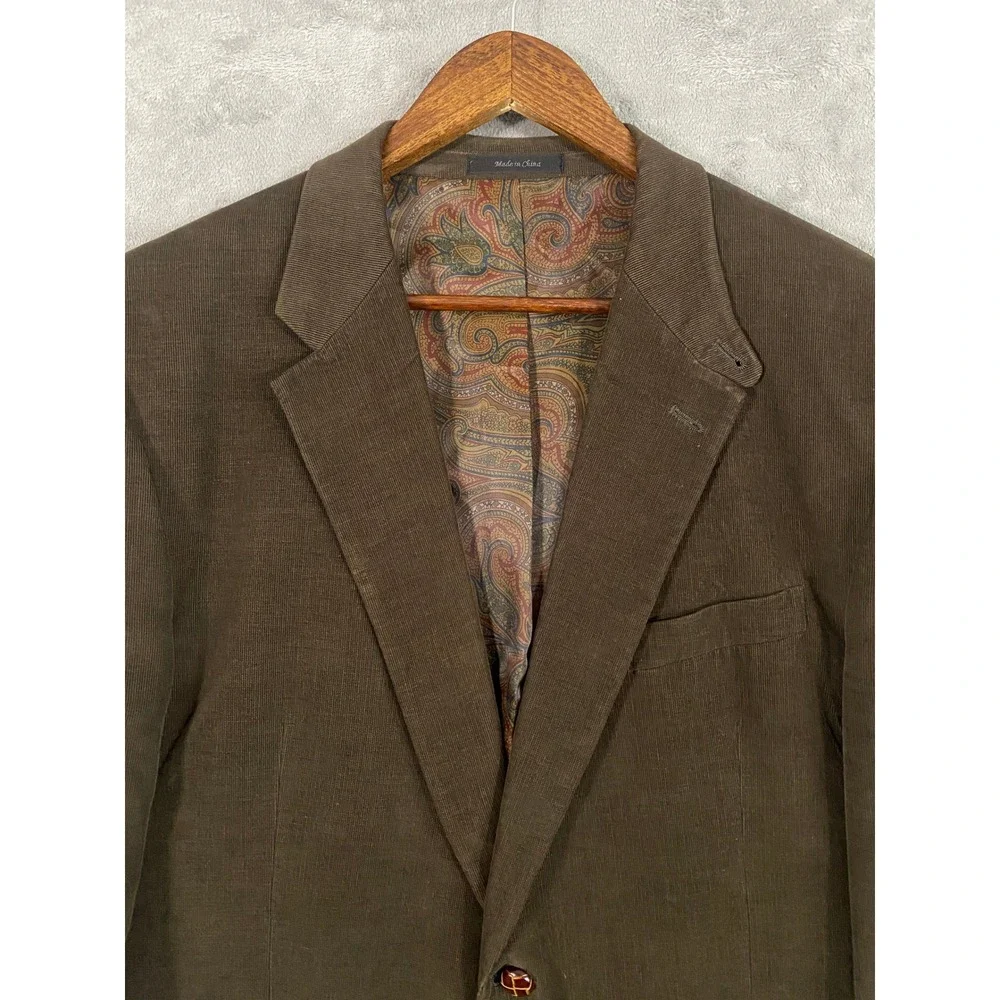 Lauren Ralph Lauren Blazer 44L Brown Corduroy Sport Coat Elbow Patches Preppy